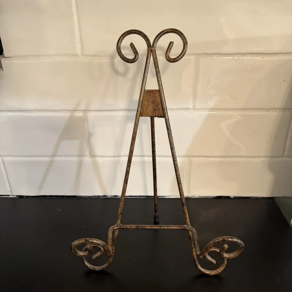 Vintage Easel‎ Picture Art Photo Holder Display Wall Mounted Stand Brass Metal